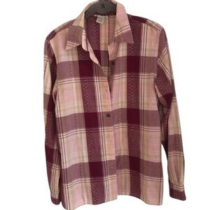 Alfred Dunner Plaid Shirt in Pink and Cream